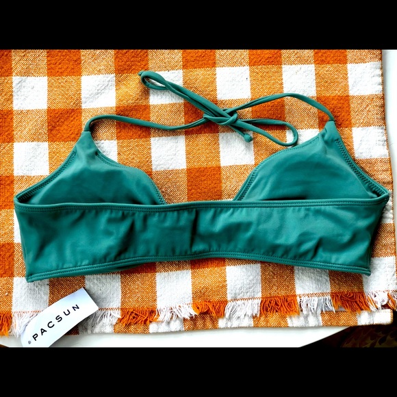NWT L.A. Hearts PacSun Bikini Halter Top Knotted Twist Front Teal / Turquoise M - Picture 6 of 9